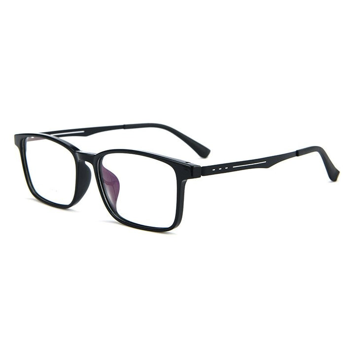 Yimaruili Unisex Full Rim Square Tr 90 Titanium Alloy Eyeglasses A1002 Full Rim Yimaruili Eyeglasses Bright Black  