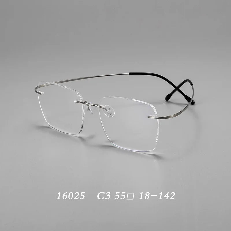 Hdcrafter Unisex Rimless Square Screwless Titanium Eyeglasses 16025