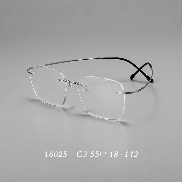 Hdcrafter Unisex Rimless Square Screwless Titanium Eyeglasses 16025