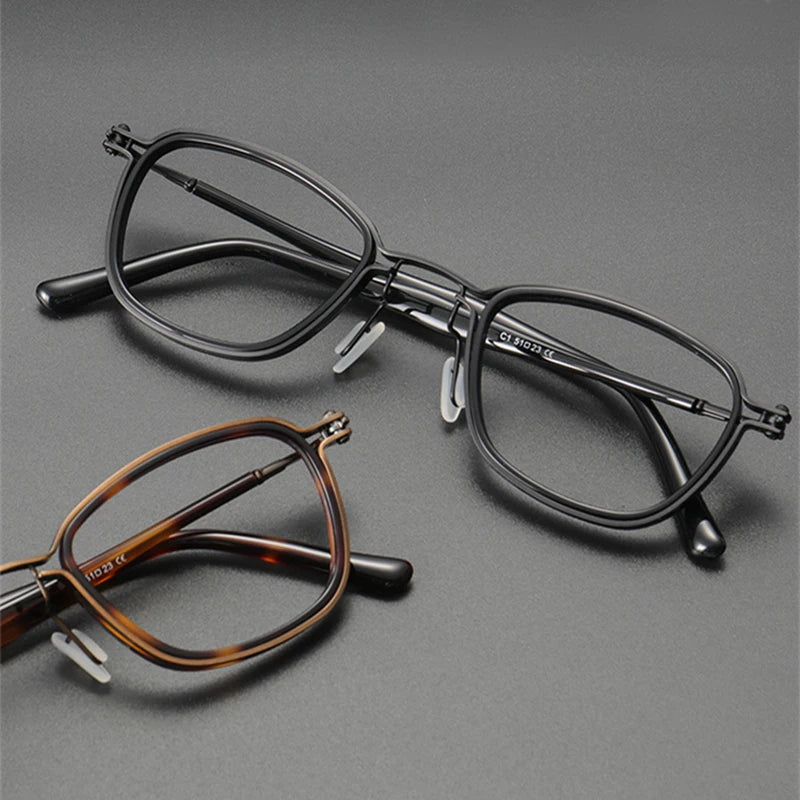 Black Mask Unisex Full Rim Square Titanium Acetate Eyeglasses Sc19 Full Rim Black Mask