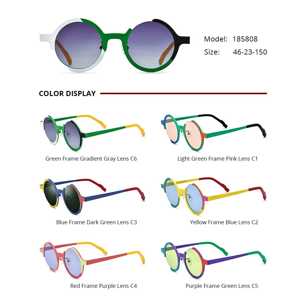 Nobler Women's Semi Rim Round Titanium Polarized Sunglasses 1888 Sunglasses Nobler