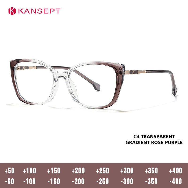 Kansept Women's Full Rim Square Tr 90 Alloy Reading Glasses 27004