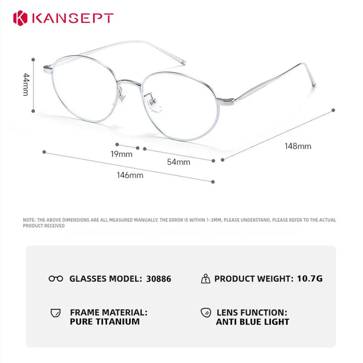Kansept Unisex Full Rim Oval Titanium Reading Glasses 30886