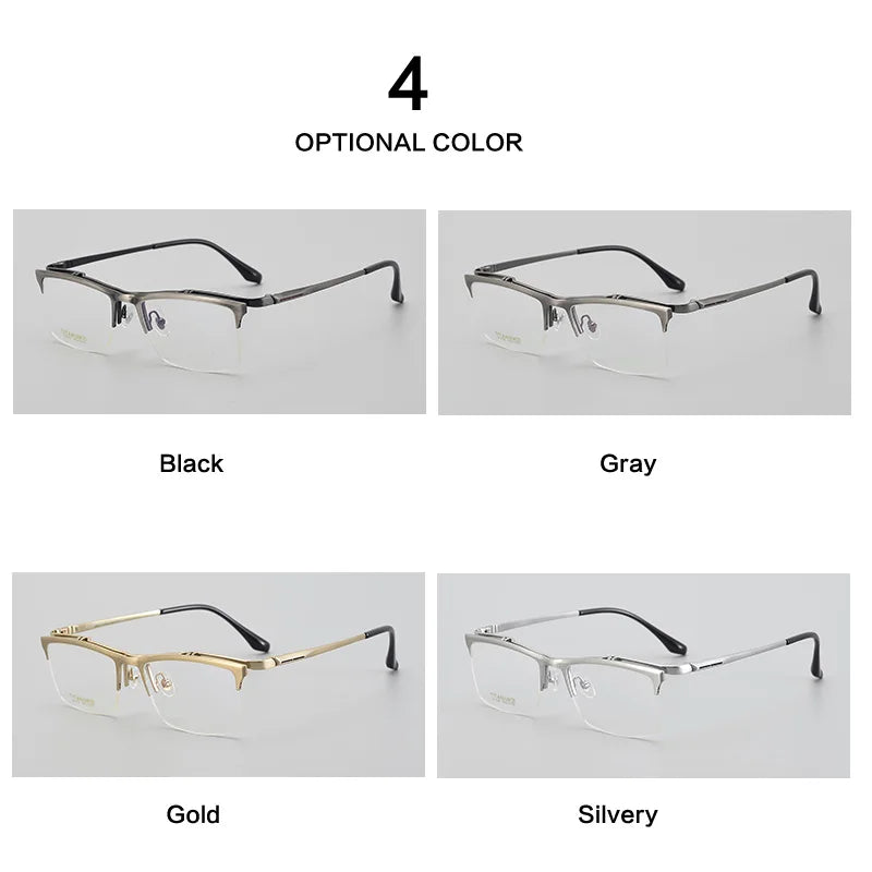 Muzz Men's Semi Rim Square Flip Up Titanium Eyeglasses 6152 Semi Rim Muzz