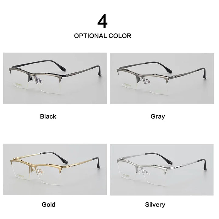 Muzz Men's Semi Rim Square Flip Up Titanium Eyeglasses 6152 Semi Rim Muzz