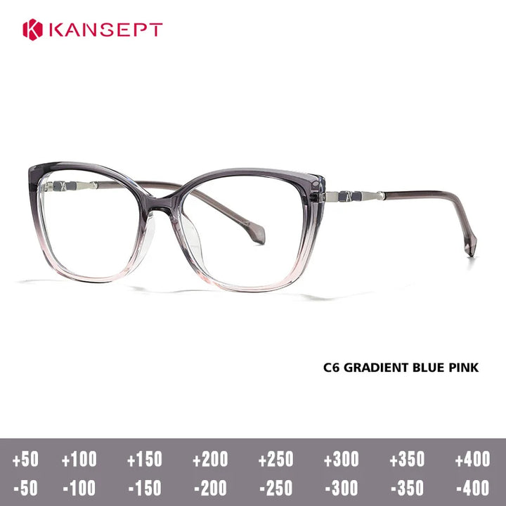 Kansept Women's Full Rim Square Tr 90 Alloy Reading Glasses 27004
