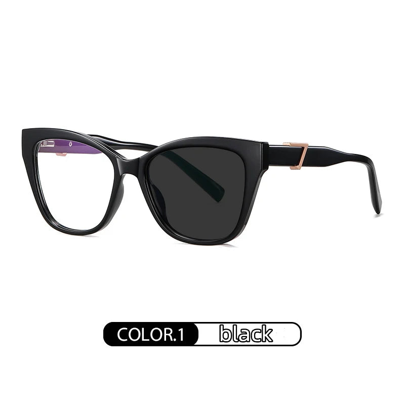 Kocolior Unisex Full Rim Cat Eye Acetate Alloy Hyperopic Reading Glasses C909 Reading Glasses Kocolior Photochromic Black 0
