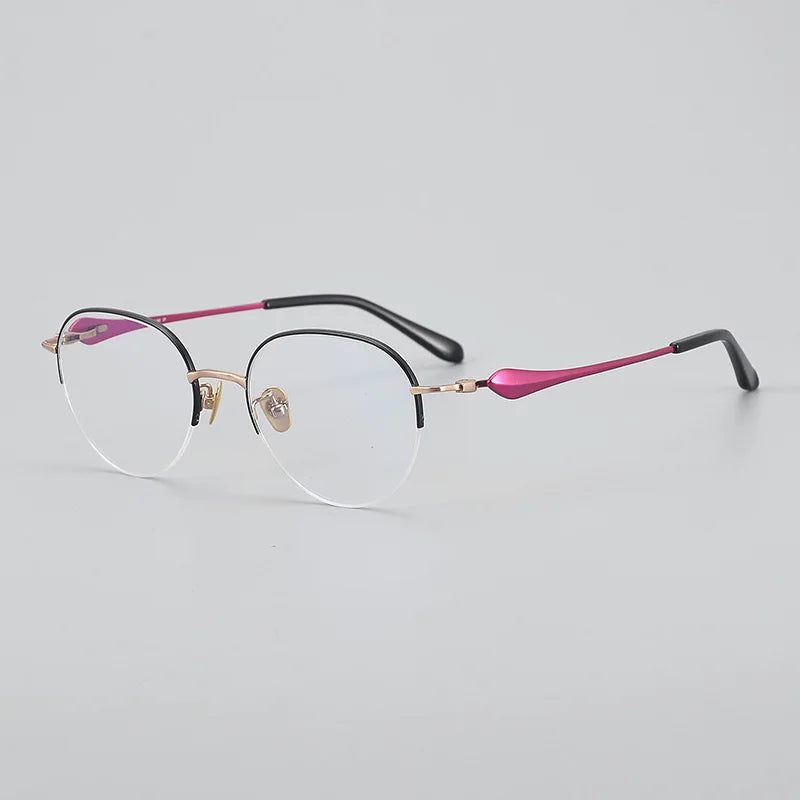 Hewei Unisex Semi Rim Stainless Steel Eyeglasses 415019 Semi Rim Hewei C1