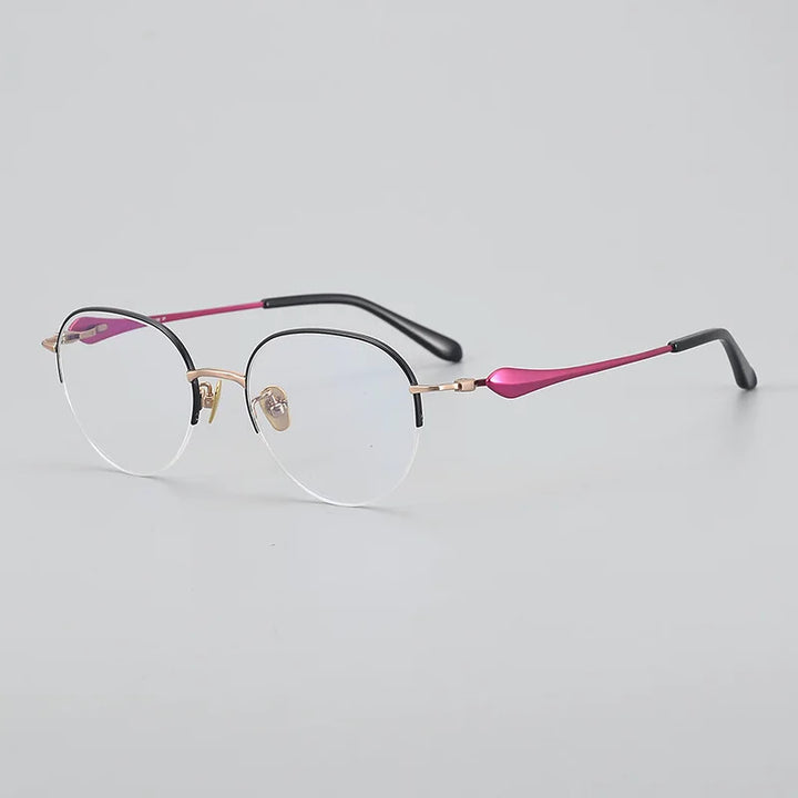 Hewei Unisex Semi Rim Stainless Steel Eyeglasses 415019 Semi Rim Hewei C1