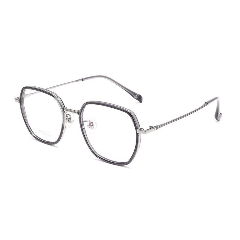 Yimaruili Unisex Full Rim Polygonal TR 90 Titanium Eyeglasses H2230h Full Rim Yimaruili Eyeglasses Gray Gun