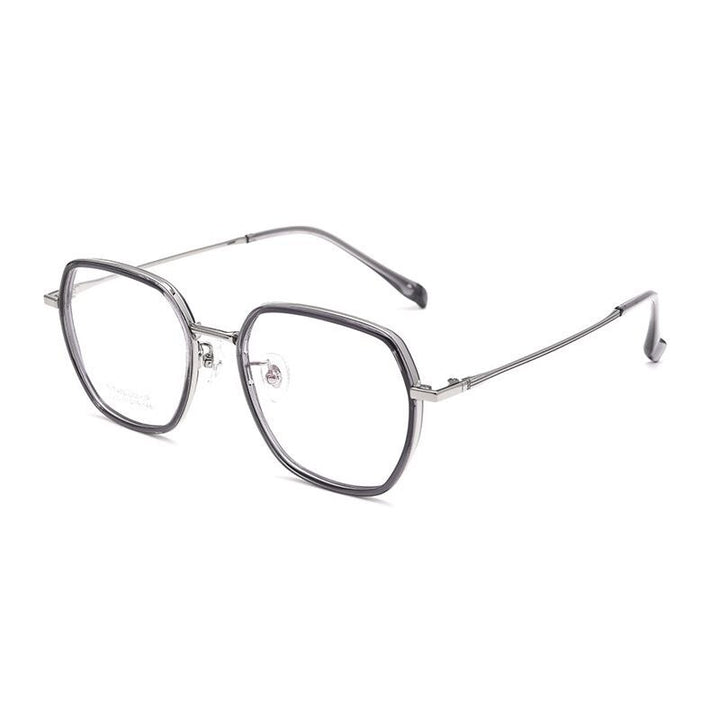 Yimaruili Unisex Full Rim Polygonal TR 90 Titanium Eyeglasses H2230h Full Rim Yimaruili Eyeglasses Gray Gun