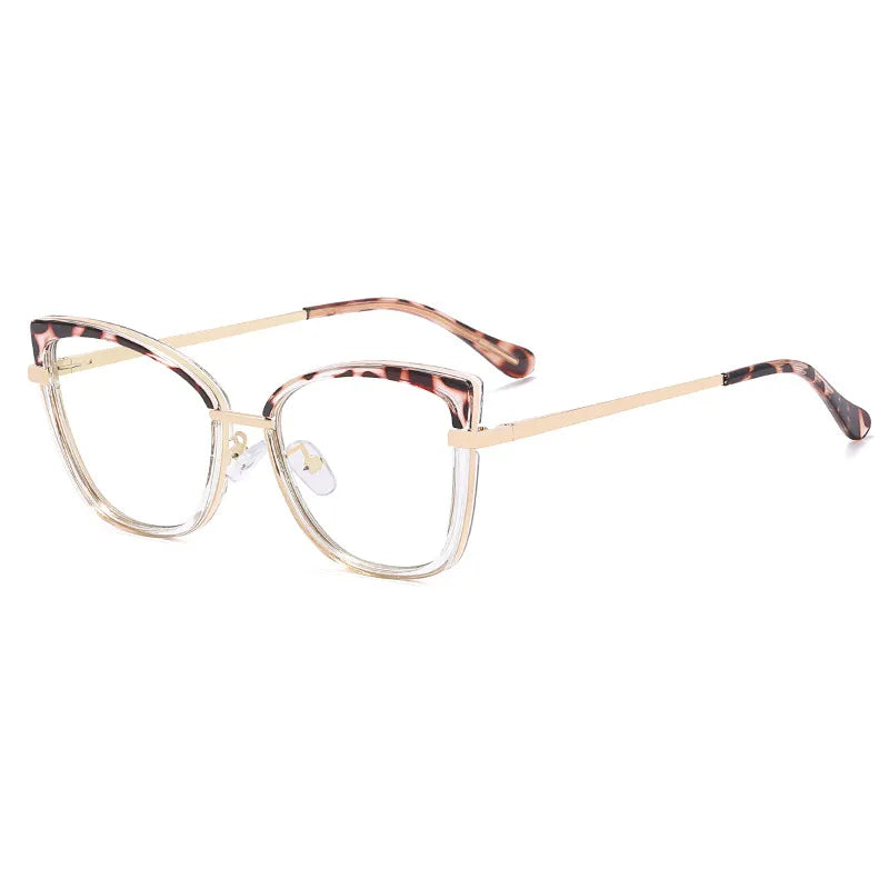 CCspace Women's Full RIm Square Tr 90 Titanium Eyeglasses 56966 Full Rim CCspace C3ClearLeopard