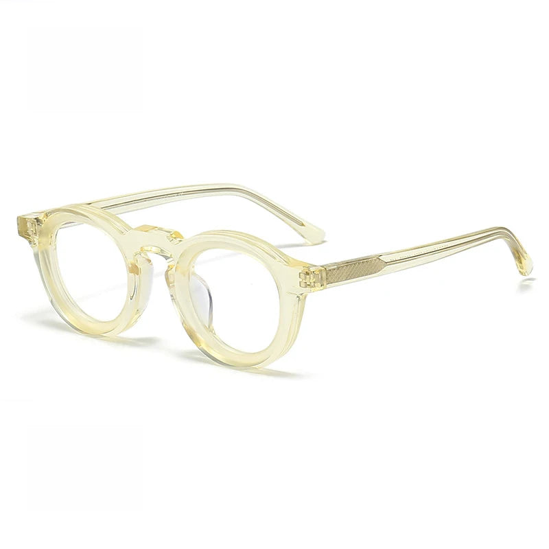 Black Mask Unisex Full Rim Round Acetate Eyeglasses 442721 Full Rim Black Mask Yellow