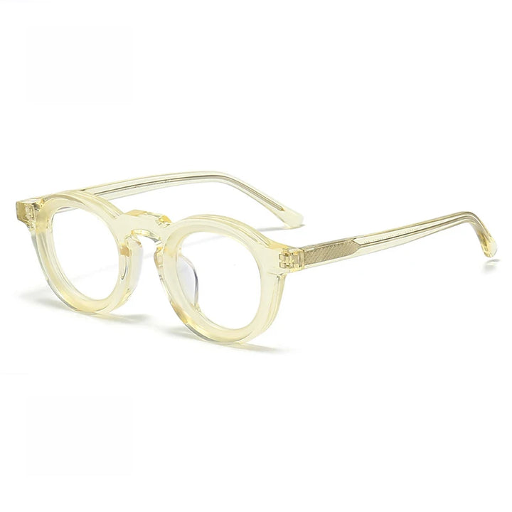 Black Mask Unisex Full Rim Round Acetate Eyeglasses 442721 Full Rim Black Mask Yellow