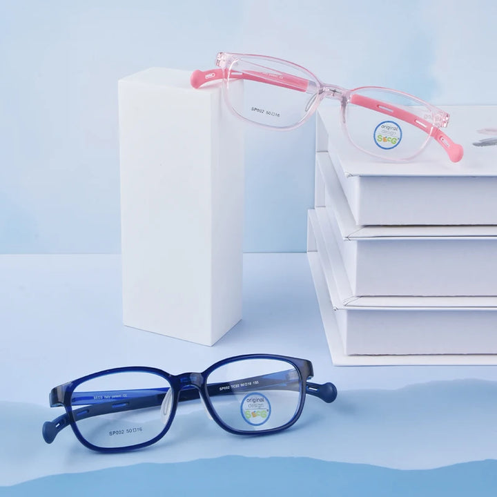 Secg Unisex Children's Full Rim Square Tr 90 Silicone Eyeglasses 19162 Full Rim Secg
