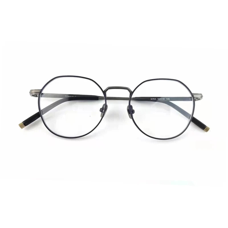 Black Mask Unisex Full Rim Round Titanium Eyeglasses M137 Full Rim Black Mask Black-Gray