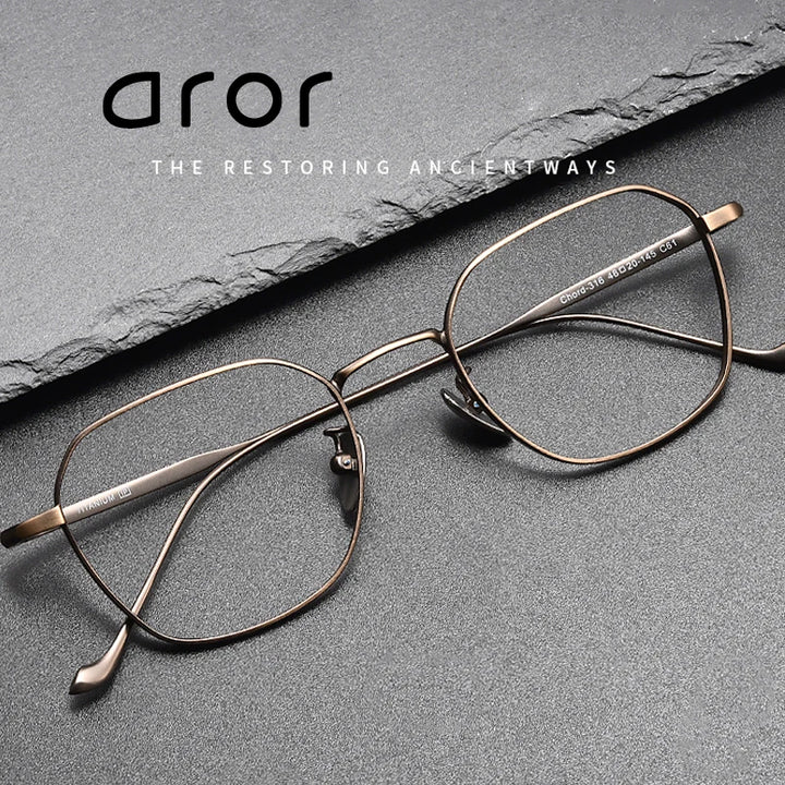 Aror Women's Full Rim Polygon Square Titanium Eyeglasses 195316