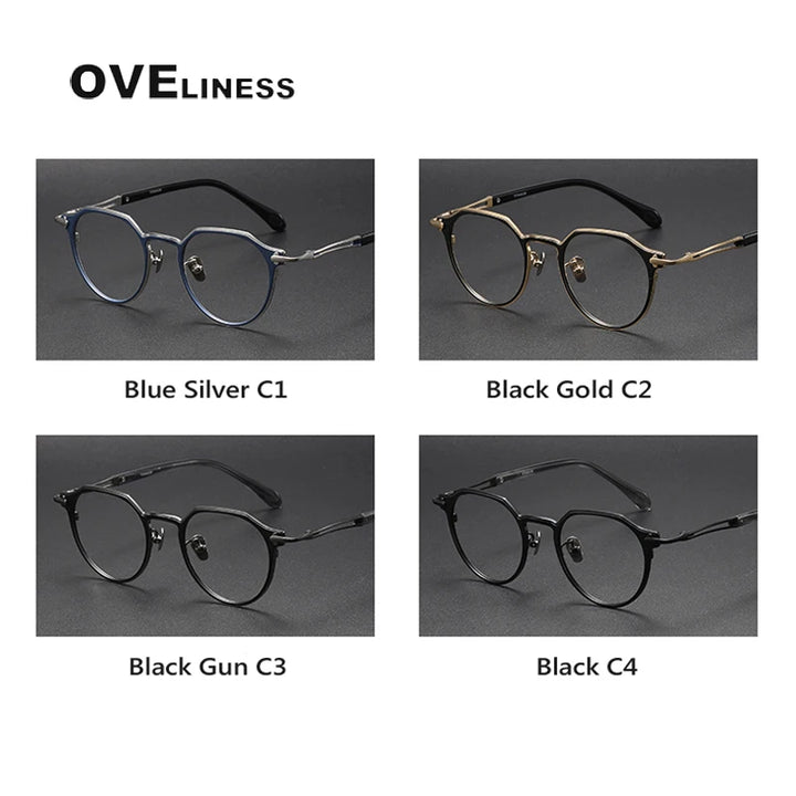 Oveliness Unisex Full Rim Flat Top Round Titanium Eyeglasses 4621 Full Rim Oveliness   