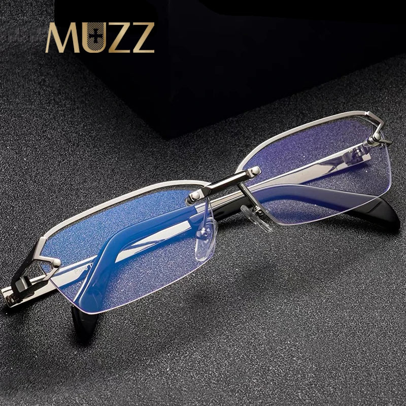 Muzz Unisex Semi Rimless Oval Square Titanium Eyeglasses 41143 Rimless Muzz