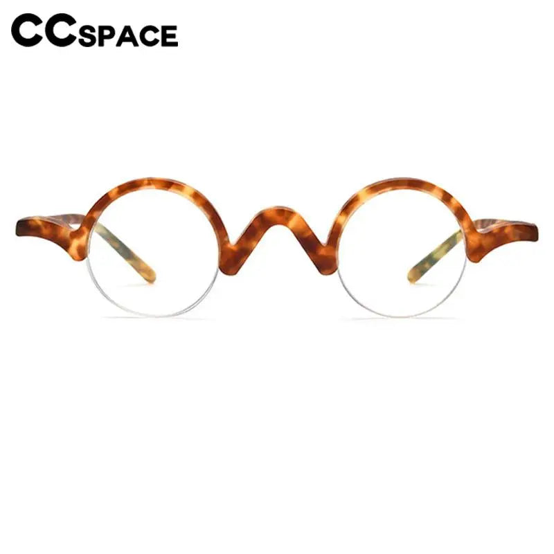 CCspace Unisex Semi Rim Round Acetate Eyeglasses 56883 Semi Rim CCspace