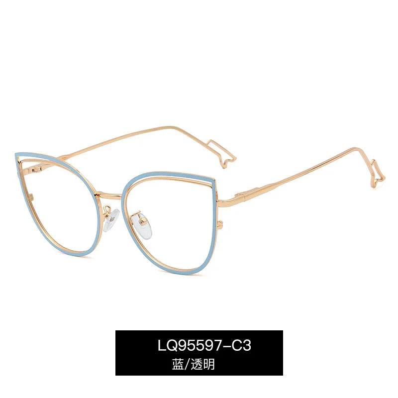 Handoer Women's Full Rim Oval Cat Eye Alloy Tr 90 Eyeglasses 95597