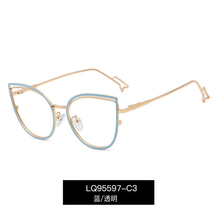 Handoer Women's Full Rim Oval Cat Eye Alloy Tr 90 Eyeglasses 95597