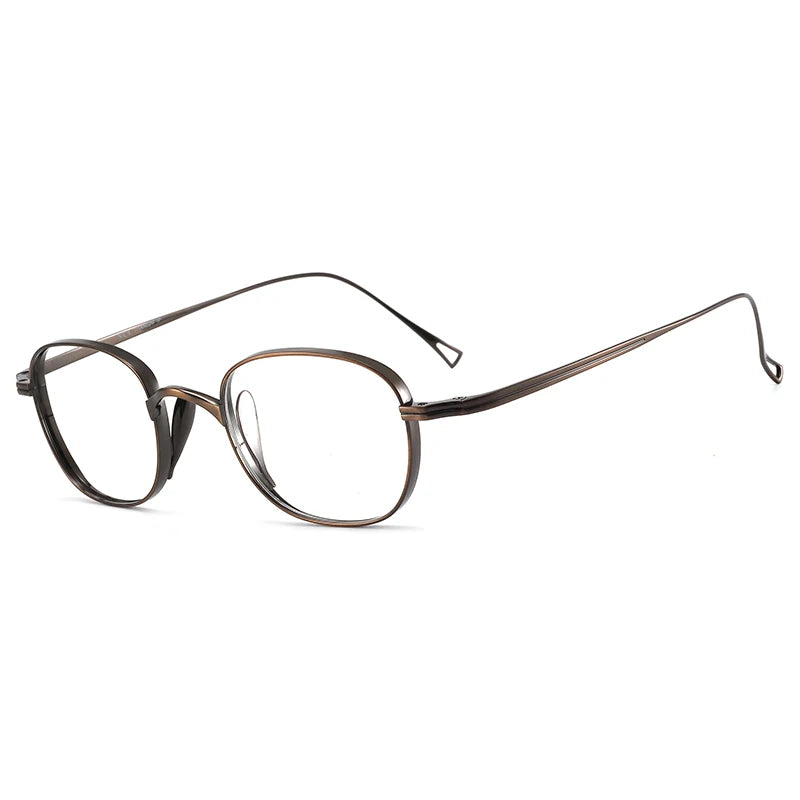 Bclear Unisex Full Rim Oval Titanium Eyeglasses 1019 Full Rim Bclear Brown