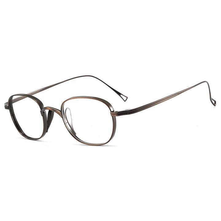 Bclear Unisex Full Rim Oval Titanium Eyeglasses 1019 Full Rim Bclear Brown