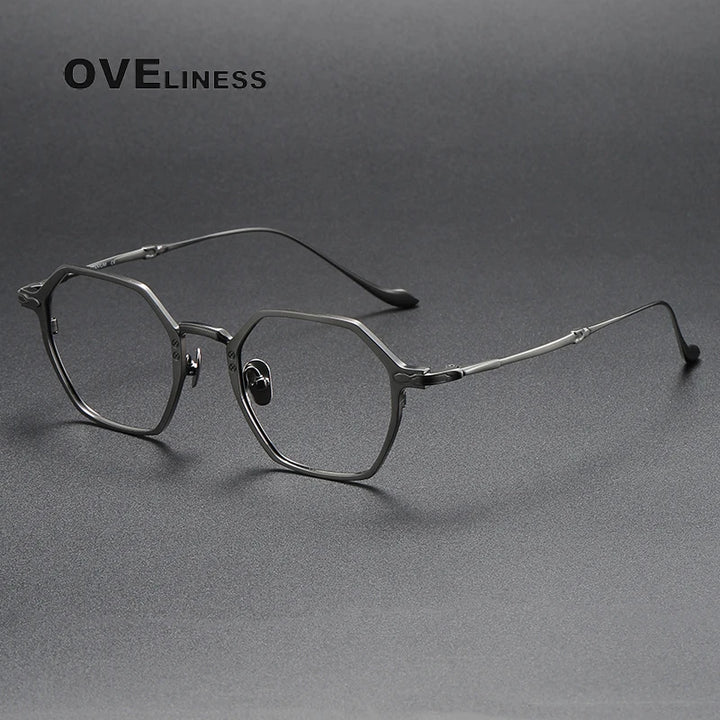 Oveliness Unisex Full Rim Polygon Titanium Eyeglasses Om3133 Full Rim Oveliness gun