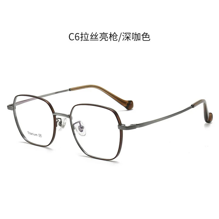 Aror Women's Full Rim Square Polygon Titanium Eyeglasses 495026 Full Rim Aror Gray Brown