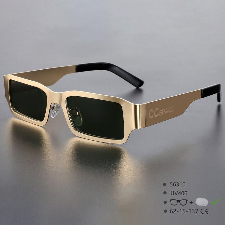 CCspace Unisex Full Rim Rectangle Alloy UV400 Sunglasses 56310 Sunglasses CCspace Sunglasses CCspaceGold