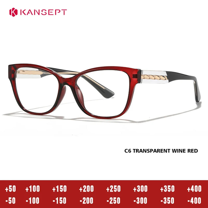 Kansept Women's Full Rim Square Tr 90 Alloy Reading Glasses 27028