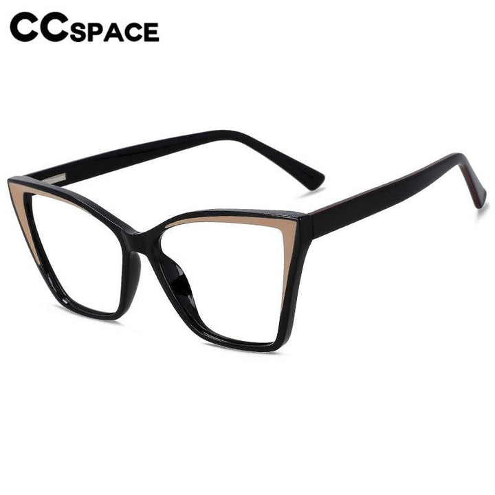CCspace Unisex Full Rim Large Square Tr 90 Titanium Acetate Eyeglasses 56652 Full Rim CCspace