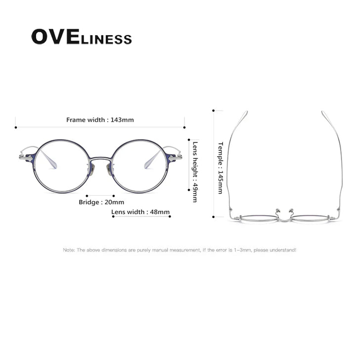Oveliness Unisex Full Rim Round Titanium Eyeglasses 4920 Full Rim Oveliness