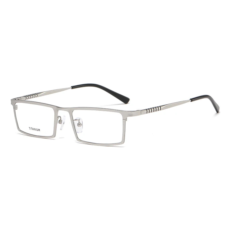 Reven Jate Mens Full Rim Square Titanium Eyeglasses P8808 Full Rim Reven Jate silver  