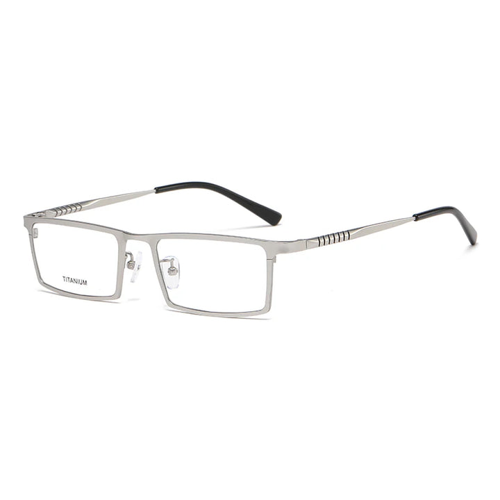 Reven Jate Mens Full Rim Square Titanium Eyeglasses P8808 Full Rim Reven Jate silver  