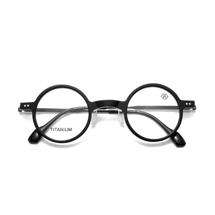 Nobler Unisex Full Rim Round Acetate Titanium Eyeglasses 396100