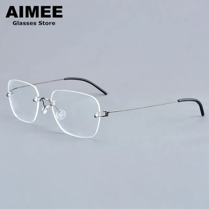 Aimee Women's Rimless Square Screwless Titanium Eyeglasses 72487