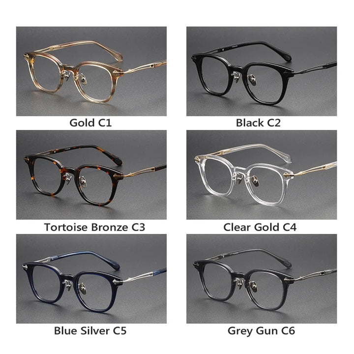 Oveliness Unisex Full Rim Square Acetate Titanium Eyeglasses 4422 Full Rim Oveliness   