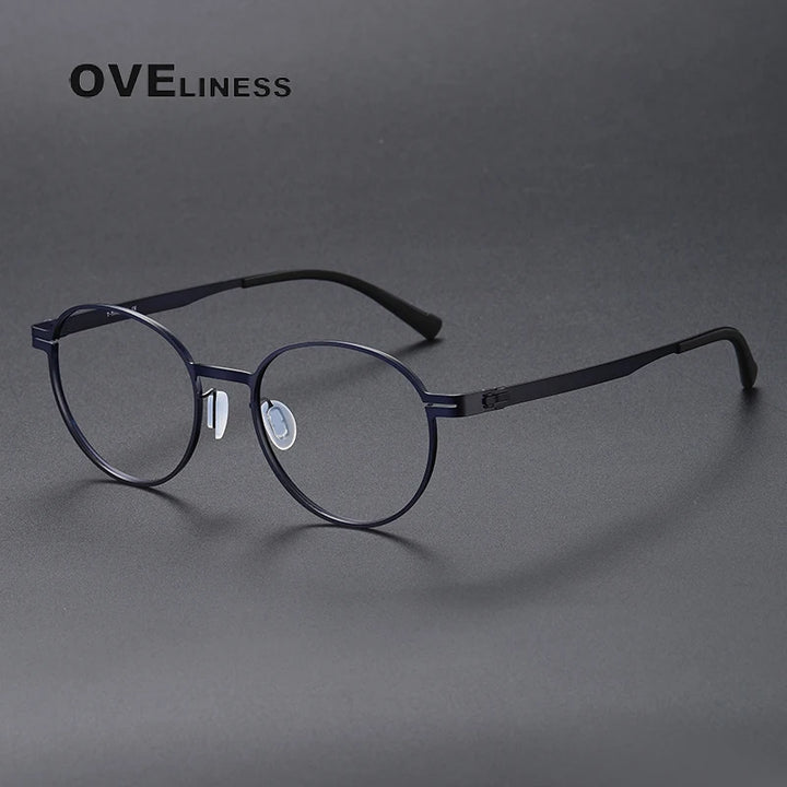 Oveliness Unisex Full Rim Round Screwless Titanium Eyeglasses 80994 Full Rim Oveliness blue  