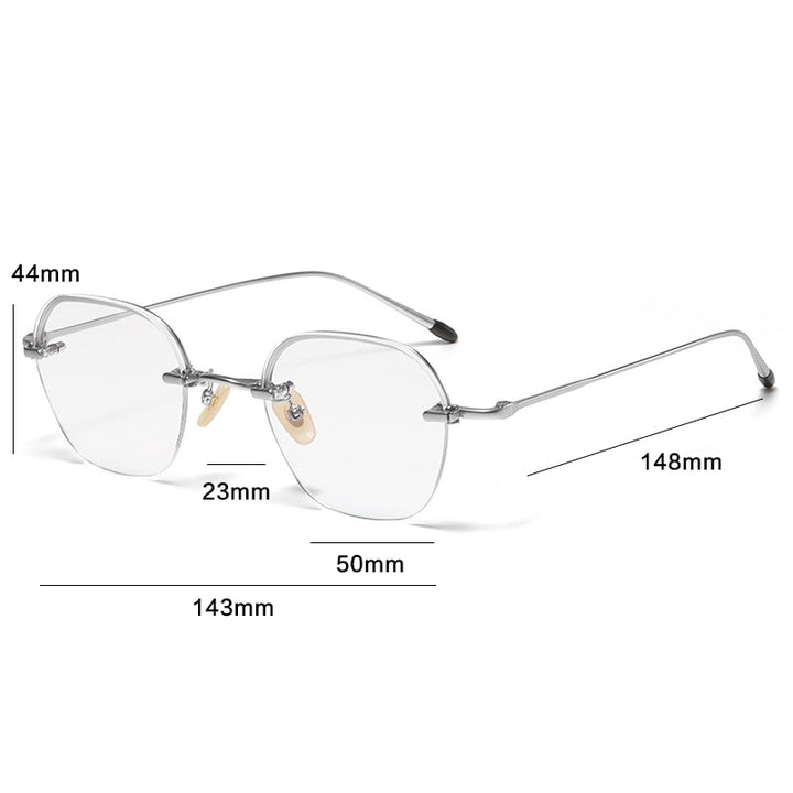 Gatenac Unisex Full Rim Irregular Square Titanium Eyeglasses Gxyj1039 Full Rim Gatenac