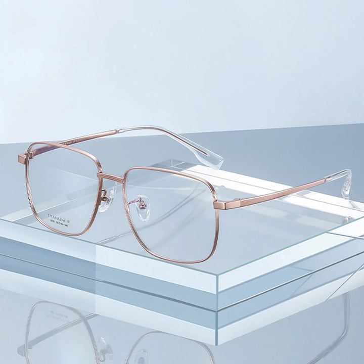 Hotony Women's Full Rim Square Polygon Titanium Eyeglasses 32029