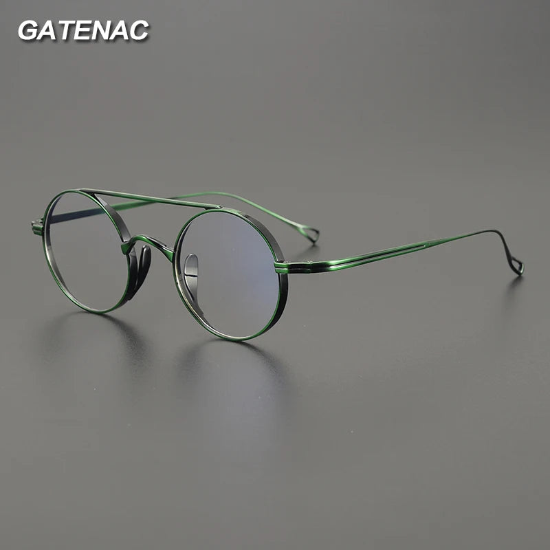Gatenac Unisex Full Rim Double Bridge Titanium Eyeglasses Gxyj1473 Full Rim Gatenac