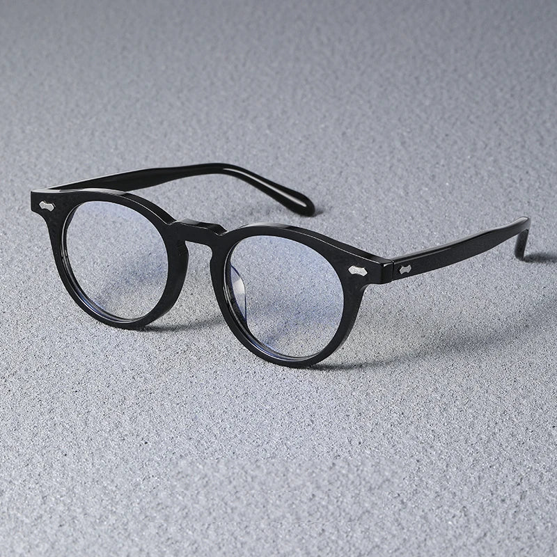 Black Mask Unisex Full Rim Round Acetate Eyeglasses Sh505 Full Rim Black Mask Black