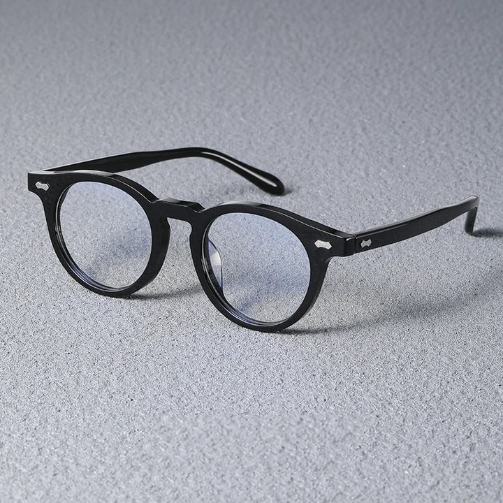 Black Mask Unisex Full Rim Round Acetate Eyeglasses Sh505 Full Rim Black Mask Black