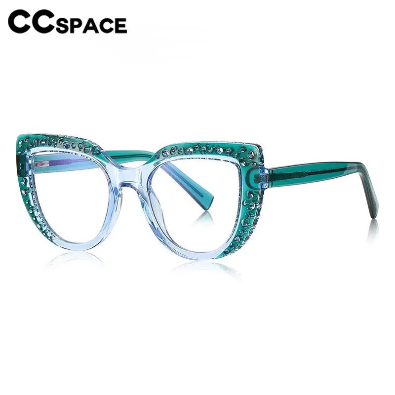 CCspace Women's Full Rim Cat Eye Tr 90 Titanium Eyeglasses 56998 Full Rim CCspace