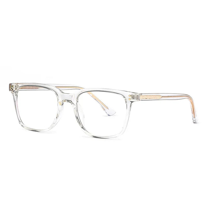 Kocolior Unisex Full Rim Square Acetate Alloy Hyperopic Reading Glasses 2021b Reading Glasses Kocolior Transparent 0