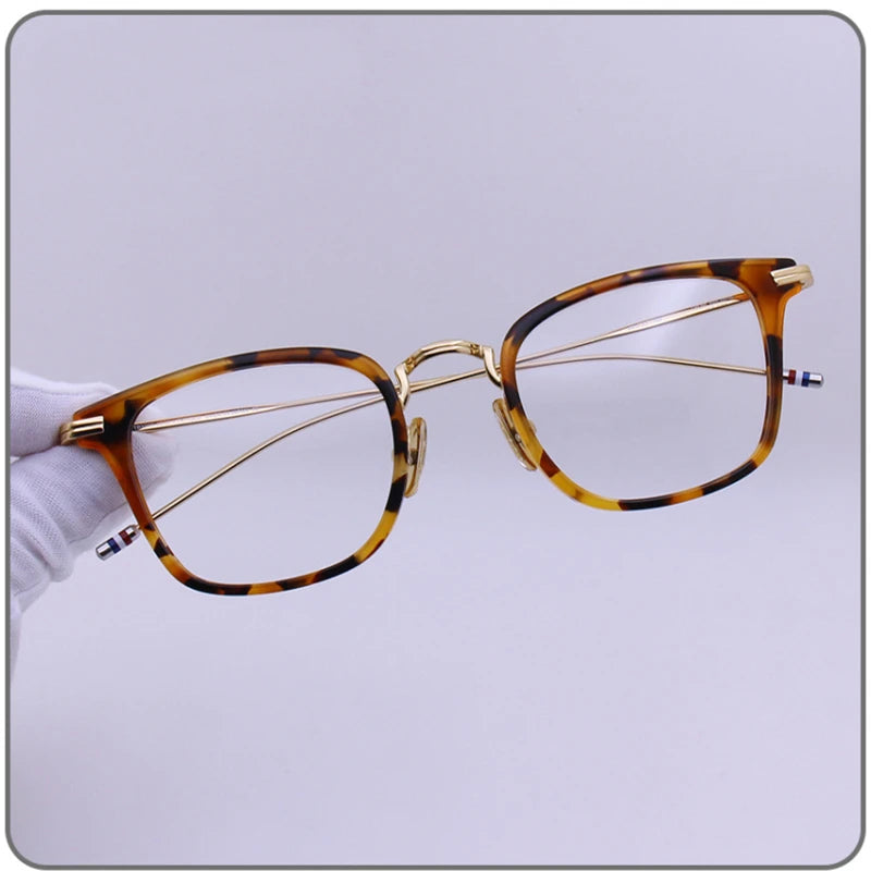 Black Mask Unisex Full Rim Square Alloy Acetate Eyeglasses T905 Full Rim Black Mask Tortoise-Gold