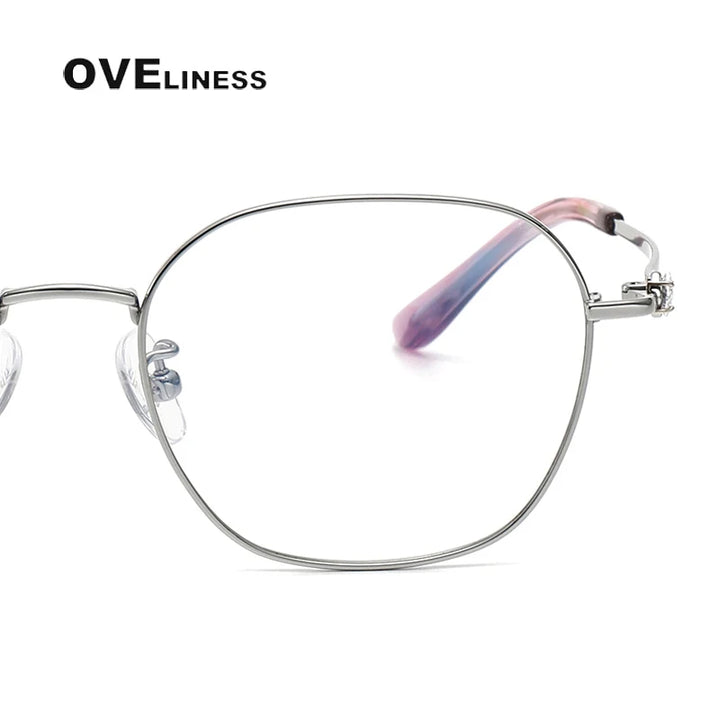 Oveliness Women's Full Rim Polygon Oval Titanium Eyeglasses 6016 Full Rim Oveliness
