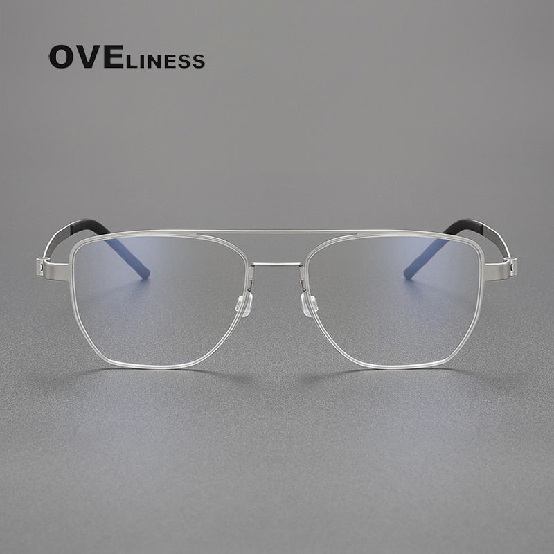Oveliness Unisex Full Rim Square Double Bridge Titanium Eyeglasses 9622 Full Rim Oveliness